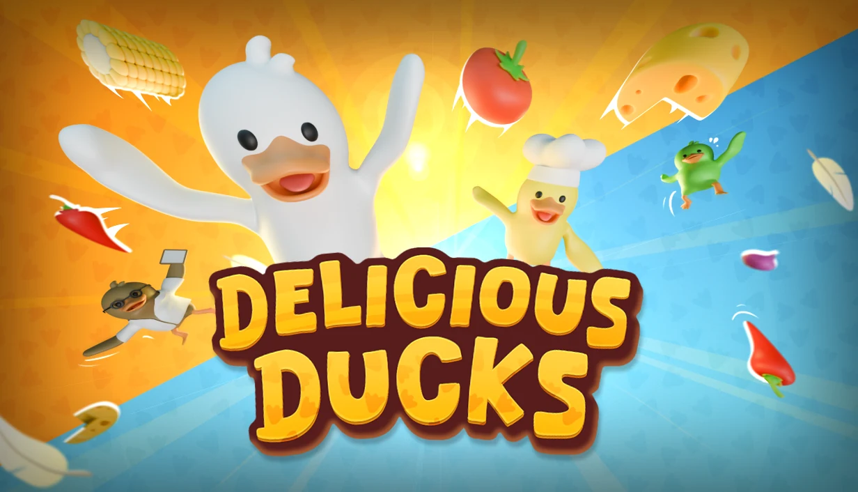 Delicious Ducks key art with the game logo